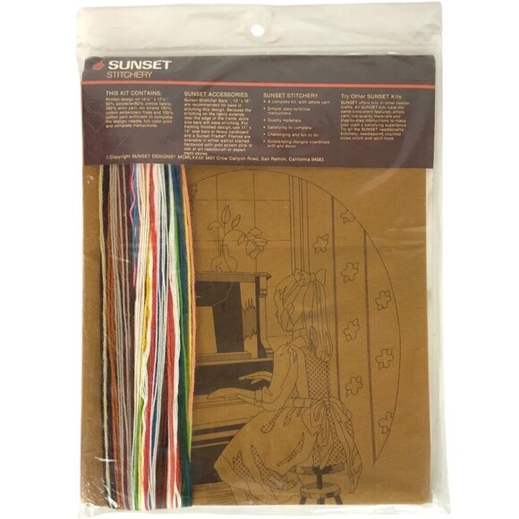Vintage Sunset Stitchery 2512 Cross Stitch Kit Piano Lesson NEW Sealed - Picture 2 of 2